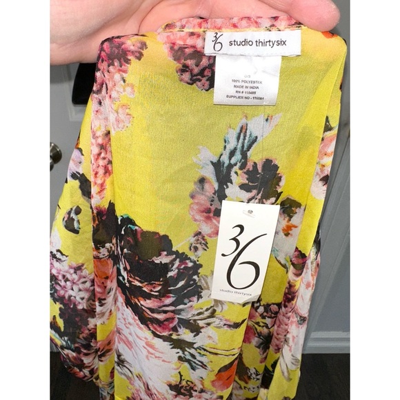Studio 36 Long Yellow Floral Print shawl size One Size - Picture 4 of 5